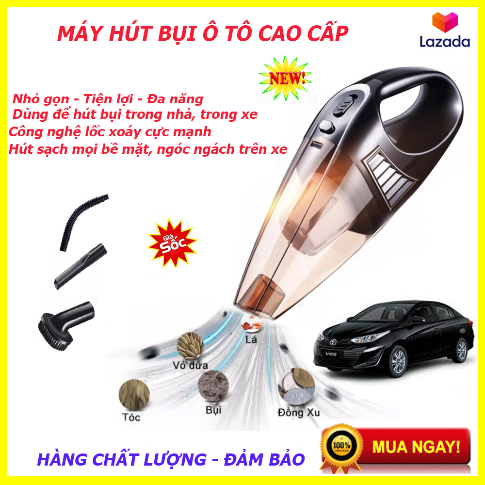 Máy Hút Bụi Ô TÔ, Máy Hút Bụi Xe Oto Với kích thước nhỏ gọn, dễ thao tác, lực Hút Cực Mạnh Cùng 3 Đầu Hút Thông Minh làm sạch bụi bẩn trên mọi ngóc ngách của xe.Giá giảm cực sốc( -50%)