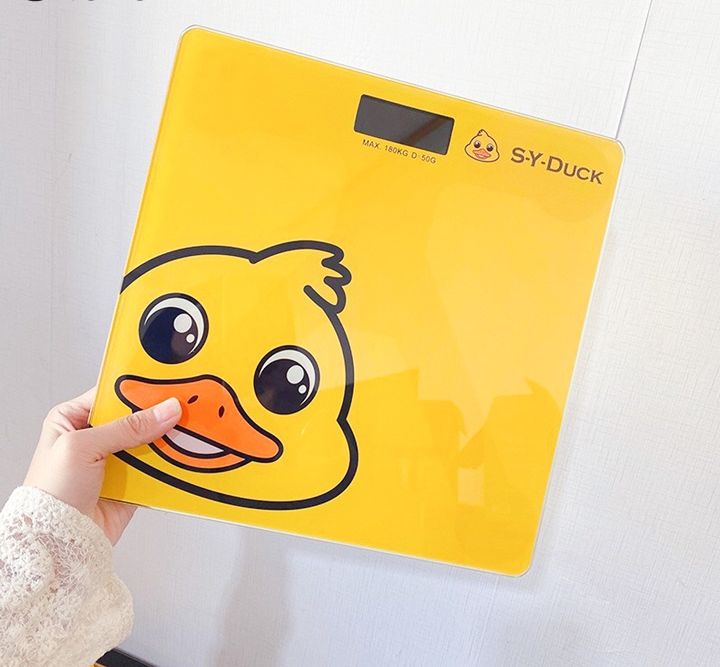 CÂN SỨC KHỎE ĐIỆN TỬ KÍNH CƯỜNG LỰC CAO CẤP - CÂN SY-DUCK CHÚ VỊT VÀNG MÀN HÌNH LED SIÊU DỄ THƯƠNG - KHẢ NĂNG CHỊU LỰC TỐT TỚI 180KG