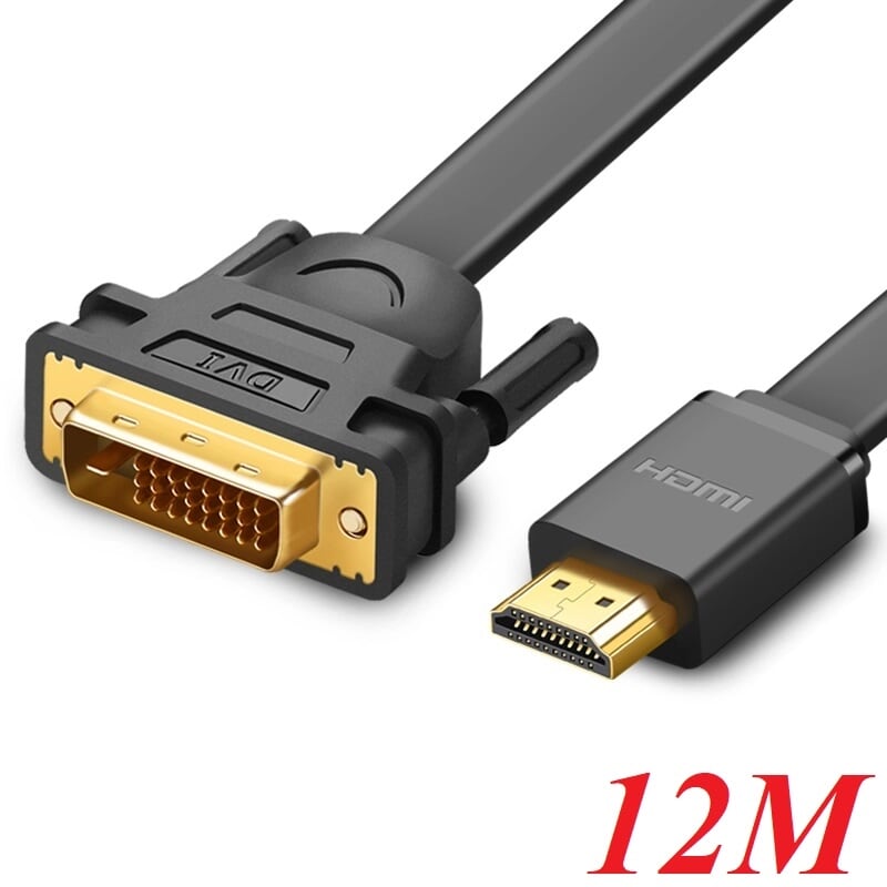 Ugreen 30141 12m màu đen cáp chuyển đổi hdmi sang dvi 24+1 thuần đồng cáp dẹt hd106