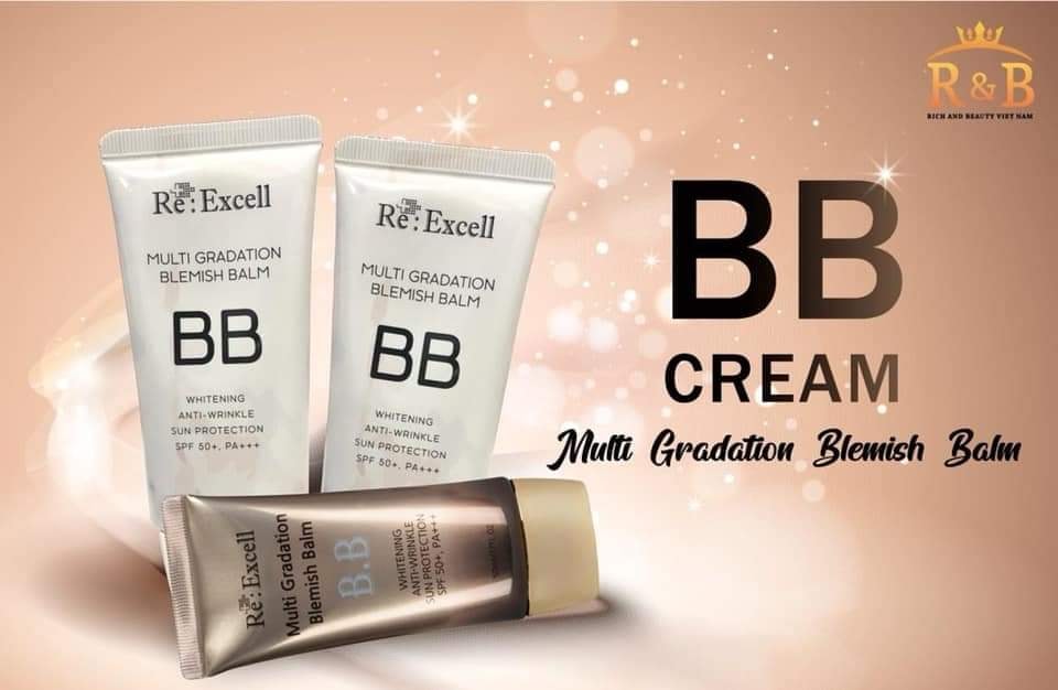 [CHÍNH HÃNG] KEM NỀN TRANG ĐIỂM RE: EXCELL - B.B CREAM tặng BÔNG TÁN PHẤN NỀN
