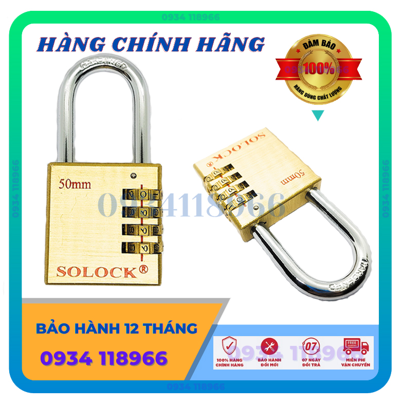 [HCM]Ổ khóa mã số đồng nguyên khối 60mm Solock (thay đổi số tùy chọn) - BH 12 tháng
