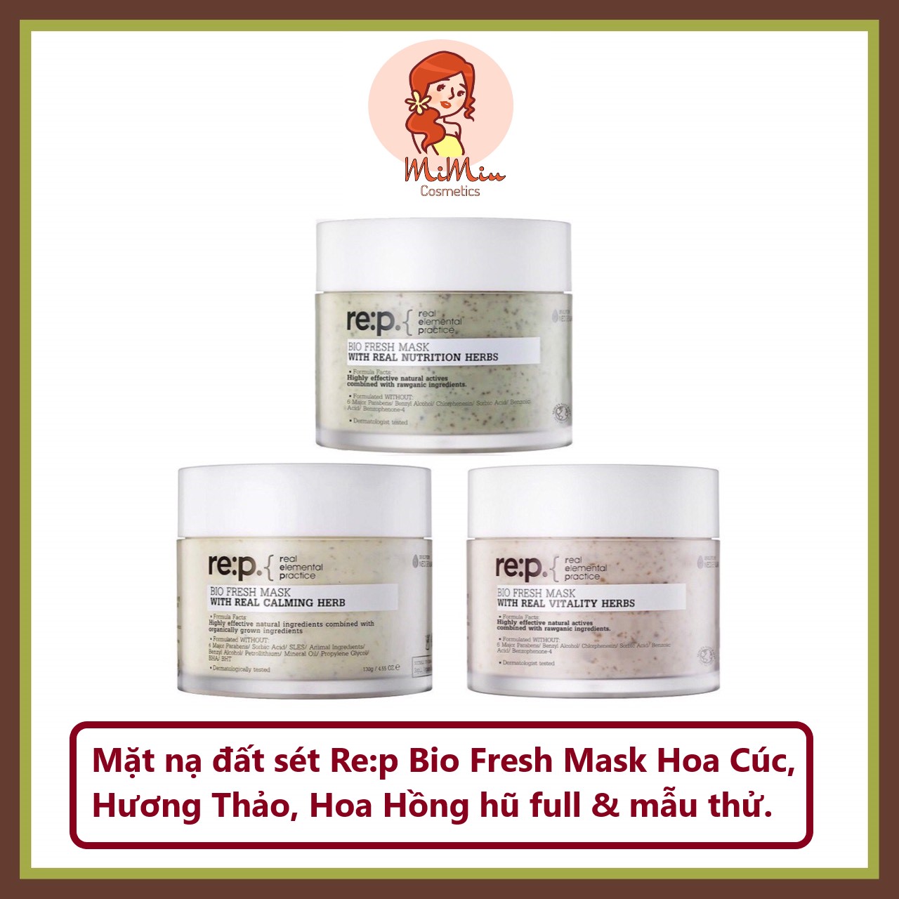 Mặt nạ đất sét re:p bio fresh mask đủ mùi