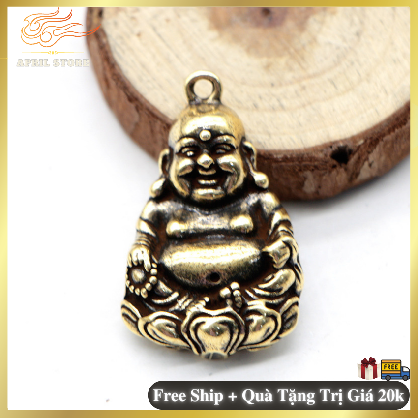 ️🏆️🏆️Tượng Phong Thủy -  Móc Khóa - Mặt Dây Chuyền Bằng  Đồng Thau Nguyên Chất Họa Tiết Phật Di Lạc May Mắn,Bình An - Móc Khóa - Mặt Dây Chuyền  ( Kích Thước 3.2 x 2 cm)