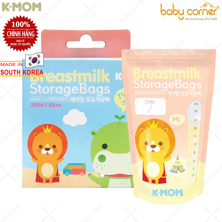 Túi Trữ Sữa Cao Cấp K-Mom Hàn Quốc, Hộp 20 Túi 50 Túi 100 Túi x 200ml