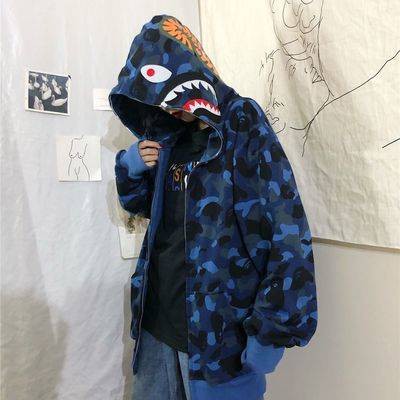 Áo khoác cá mập,bape,áo hoodie,Áo len unisexhàn quốc áo len thời trang