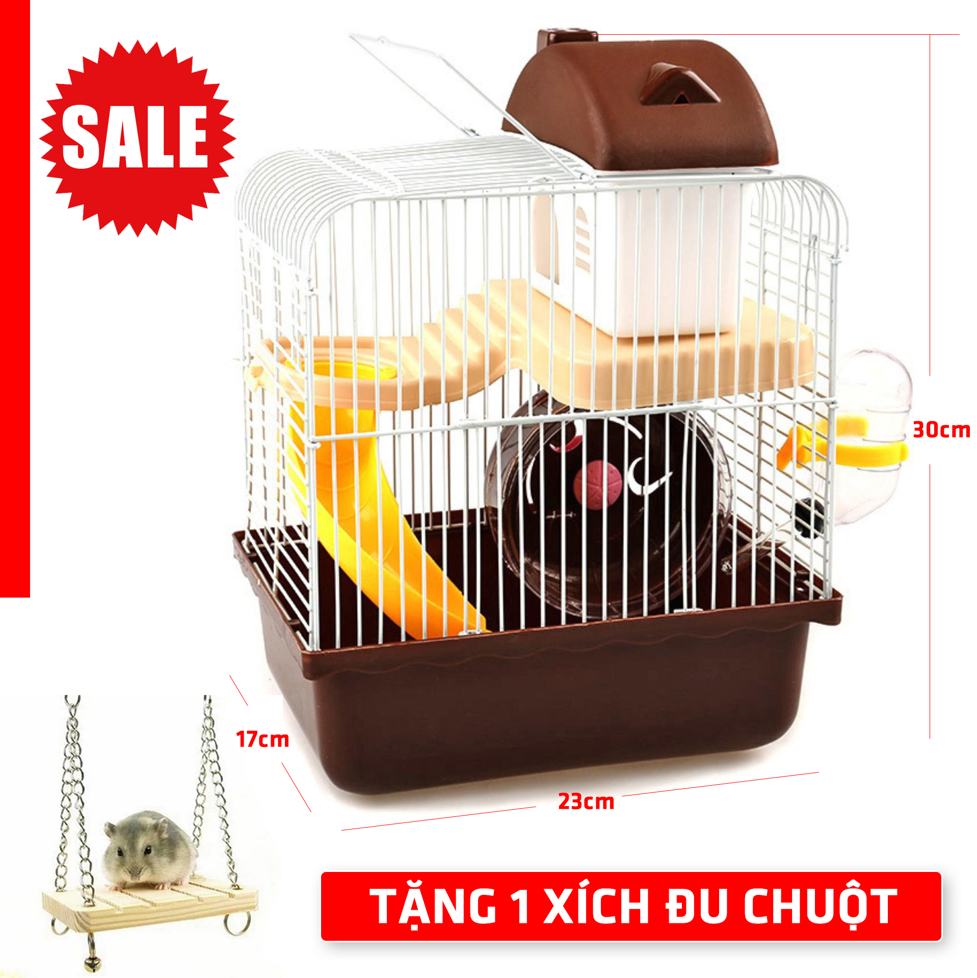 Lồng Chuột Hamster 30cmx23cmx17cm Legaxi HH02 Tặng 1 Xích Đu