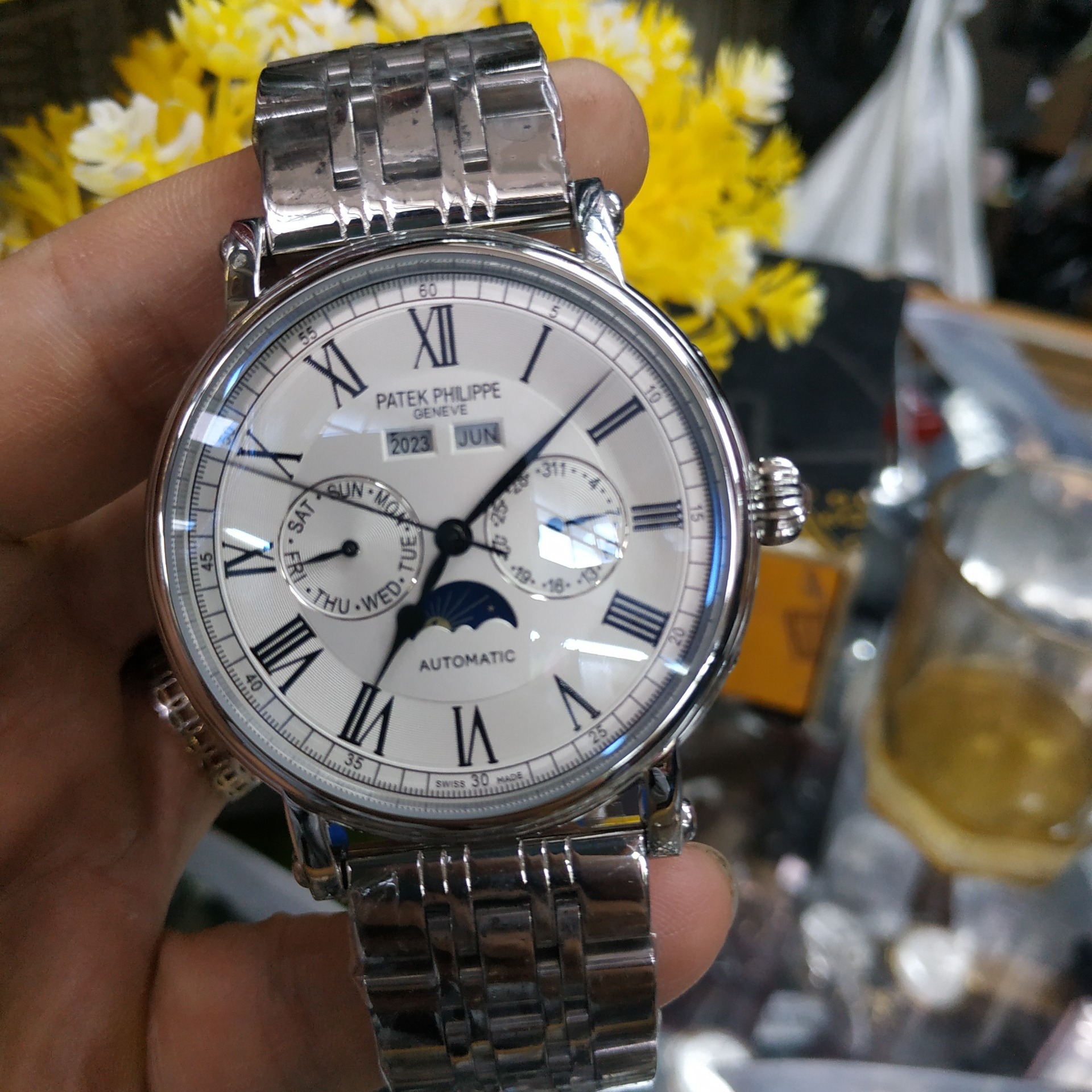 { LAZADA ĐỒNG HỒ PHỐ }Đồng Hồ PATEK Automatic P600 Dây Kim Loại + Thẻ Bảo Hành