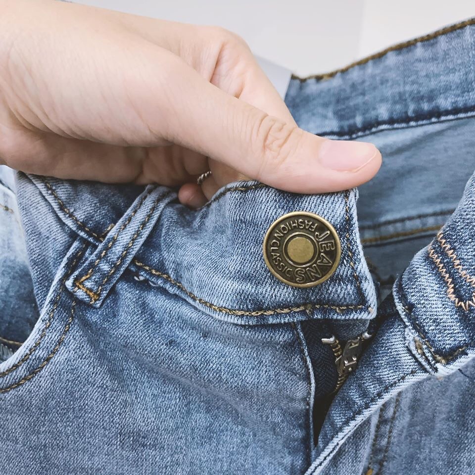 Quần jeans rách gối mix rách gấu