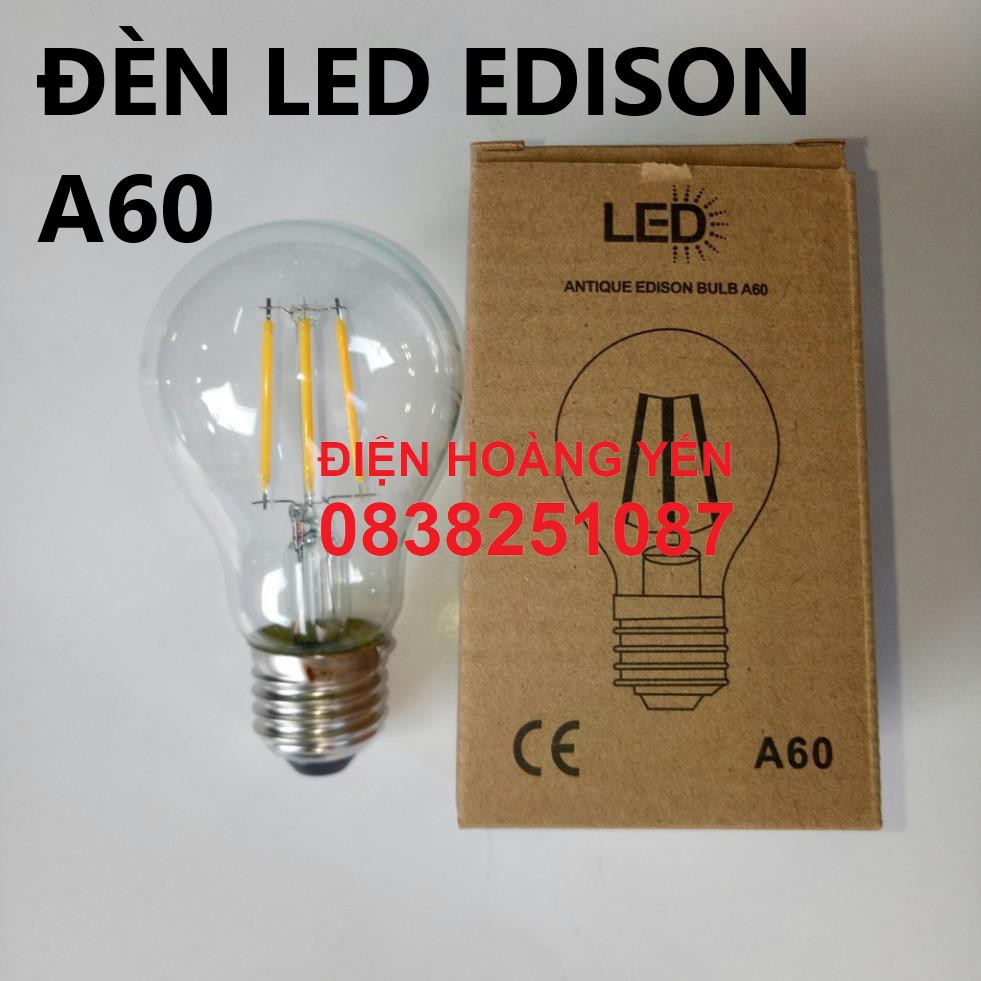 Bóng đèn led edison a60 4w ánh sáng vàng 2700k
