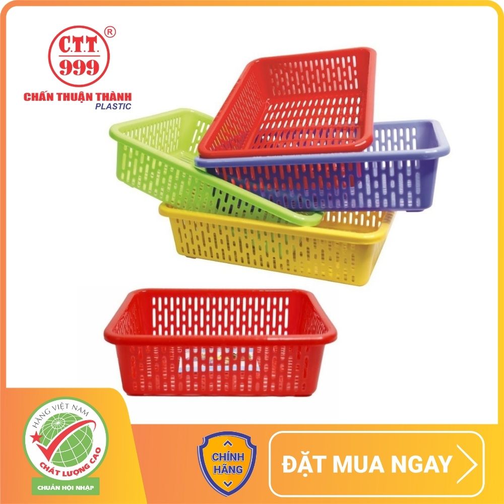Combo 5 rổ nhựa chữ nhật Chấn Thuận Thành 27x19x6.5cm đựng đồ, đựng rau củ, đa năng tiện dụng RCN2720-5 (giao màu ngẫu nhiên)