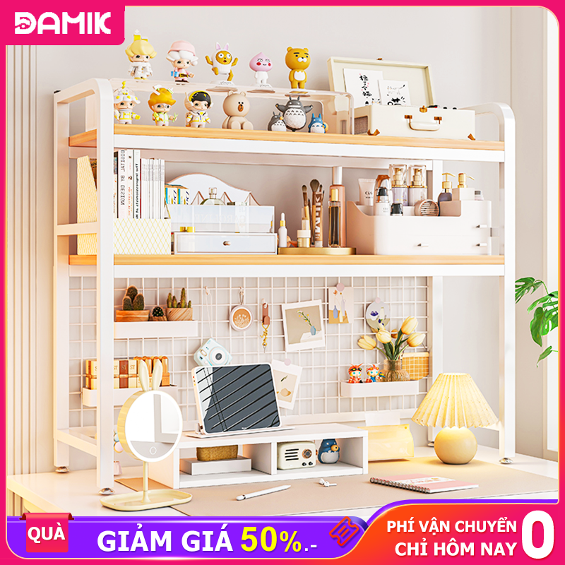 DAMIK Kệ để màn hình máy tính Kệ đựng sách vở để bàn làm việc tiết kiệm gian phía trên bàn làm việc
