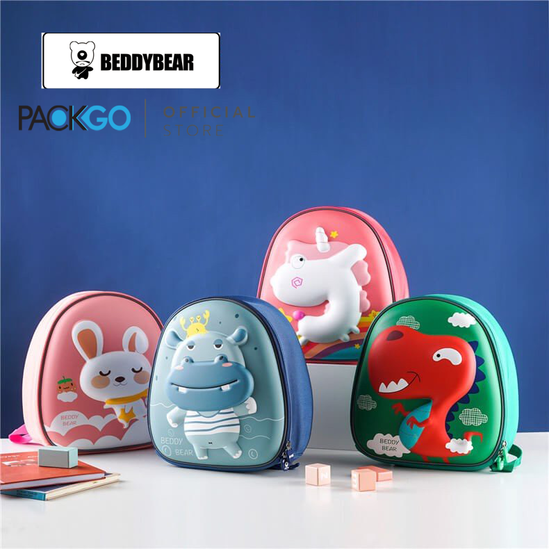 Balo Beddybear / Beddy bear dành cho bé gái từ 2 tuổi - 5 tuổi / mẫu giáo, mầm non thiết kế dây cài chống thất lạc / họa tiết Kỳ Lân / khủng Long / Cừu / Hà Mã