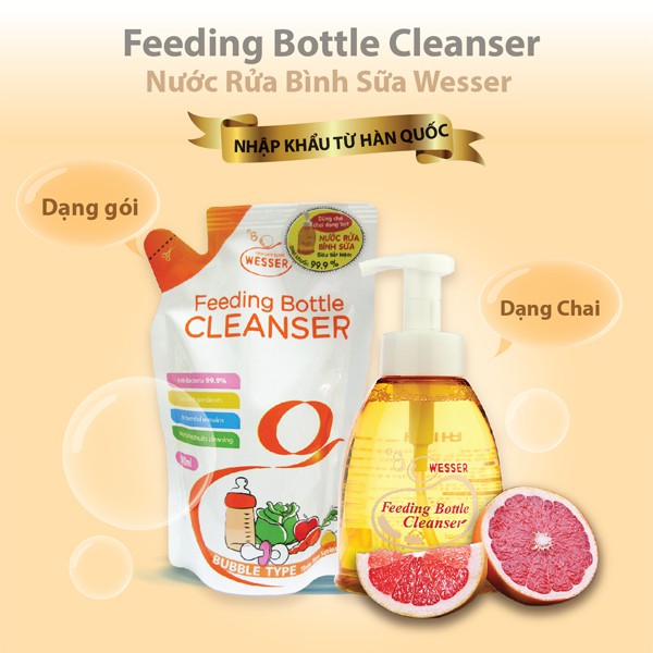 [HCM]Nước rửa bình sữa Wesser chai/gói 500ml - túi 500ml