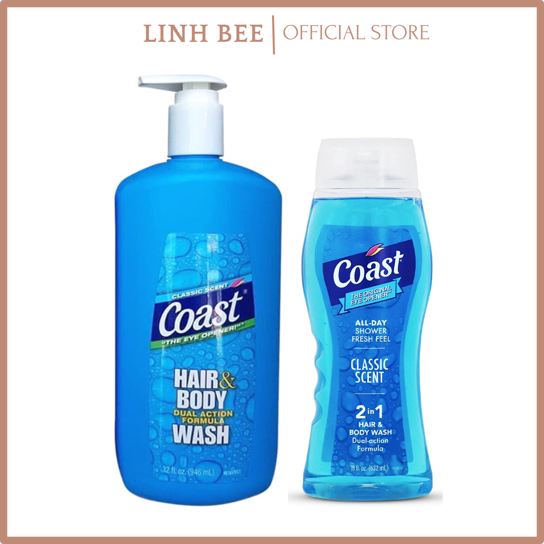 Sữa tắm gội nam Coast Mỹ [HCM] 532ml/946ml Sữa tắm nam giới Chai tắm gội nam Dầu tắm gội nam Linh Be