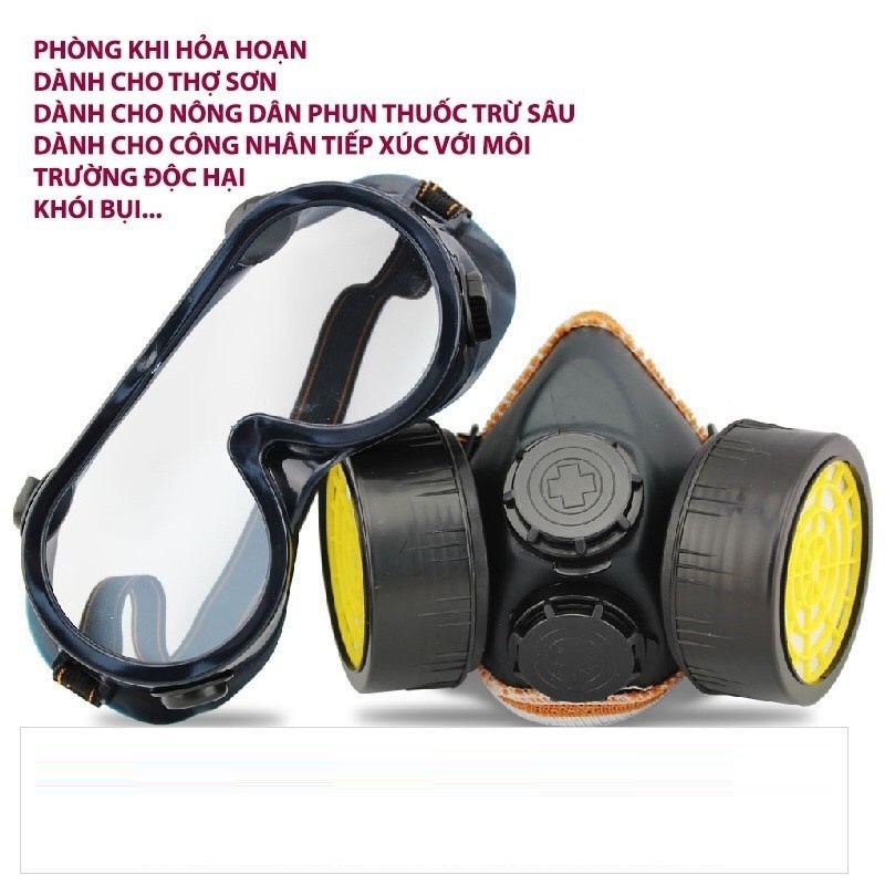 Mặt nạ phòng độc lọc 2 phin có kính chất lượng cao