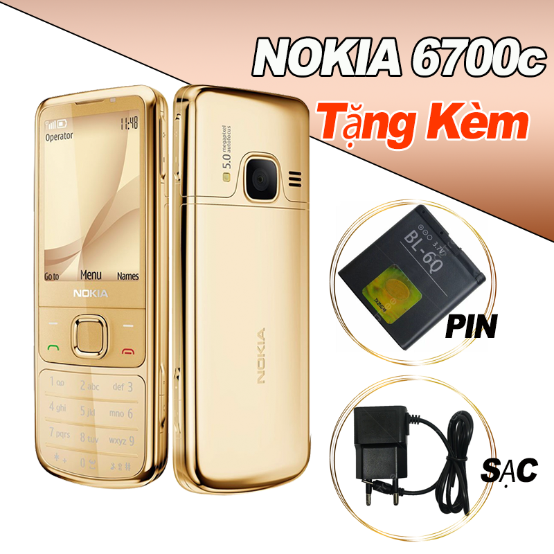 Điện thoại Nokia 6700 Classic màu Gold tặng pin sạc main zin màn zin vỏ Gold đẹp khít có chọn từng combo sản phẩm