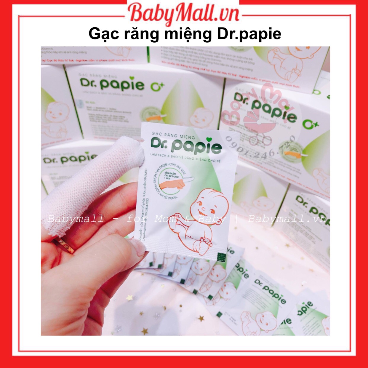 Gạc răng miệng Dr.Papie hộp 30m Babymall.vn