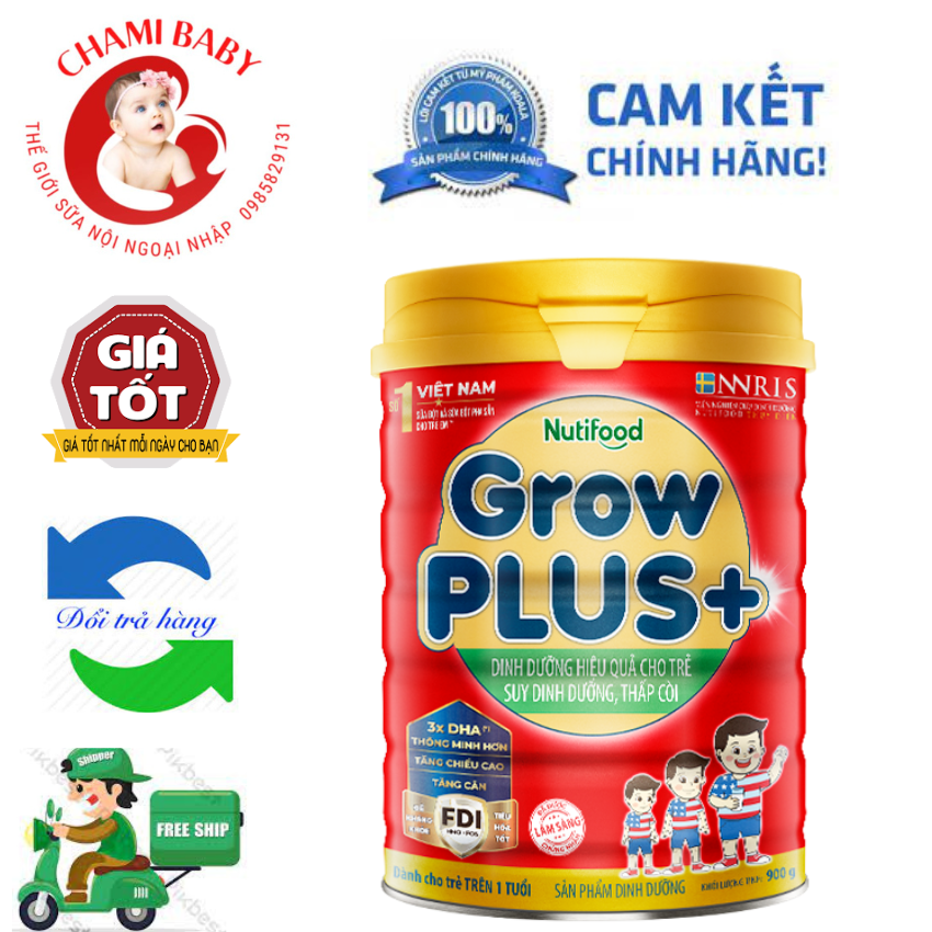 Sữa Bột Grow Plus Đỏ 900G Cho Trẻ Thấp Còi. Date luôn mới