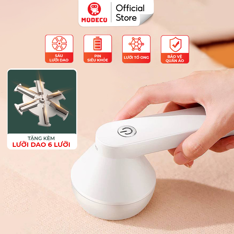 Máy cắt lông xù quần áo modeco - mẫu mới 2022 nâng cấp dao cắt 6 lưỡi, cắt nhanh và sạch hơn - pin sạc lithium 1200mah