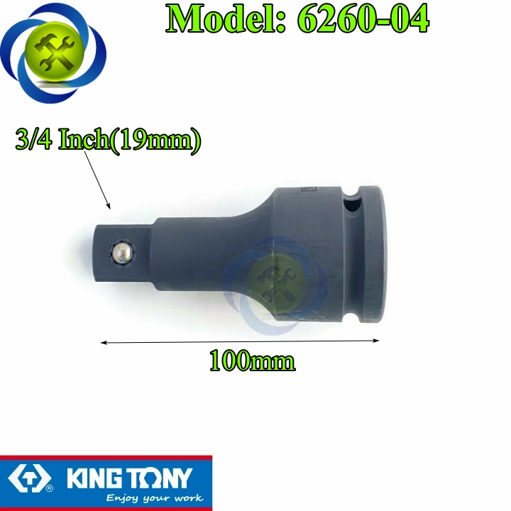 Đầu nối dài 3/4 kingtony 6260-04 màu đen dài 100mm đầu vuông 19mm