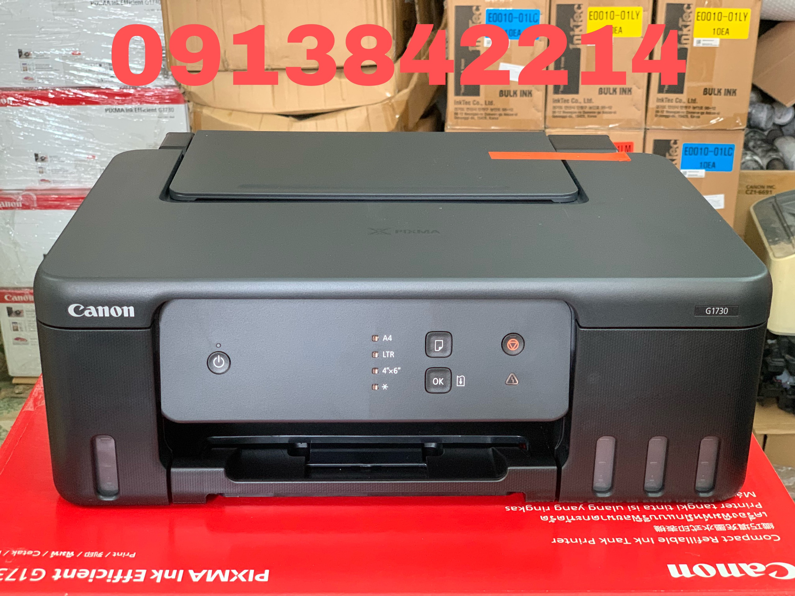 Máy in phun màu Canon G1730 thay G1010 đời mới 2023 sử dụng 4 bình mực canon