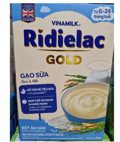 Bột ăn dặm Ridielac Gold Gạo sữa 200g - Vinamilk, bột ăn dặm cho bé, bột ăn dặm gạo sữa cho bé mẫu mới-LỆ MY STORE