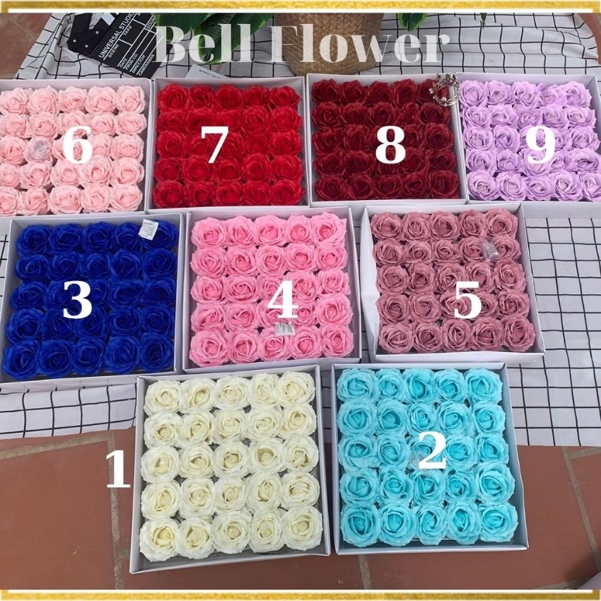 Hoa sáp 7 lớp, hộp hoa hồng sáp thơm đẹp hà nội, hộp 25 bông vĩnh cửu bell flower