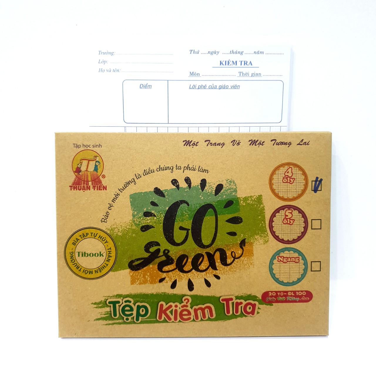 [HCM]⏩ Tệp giấy kiểm tra Go Green Thuận Tiến | 20 tờ định lượng 100gsm