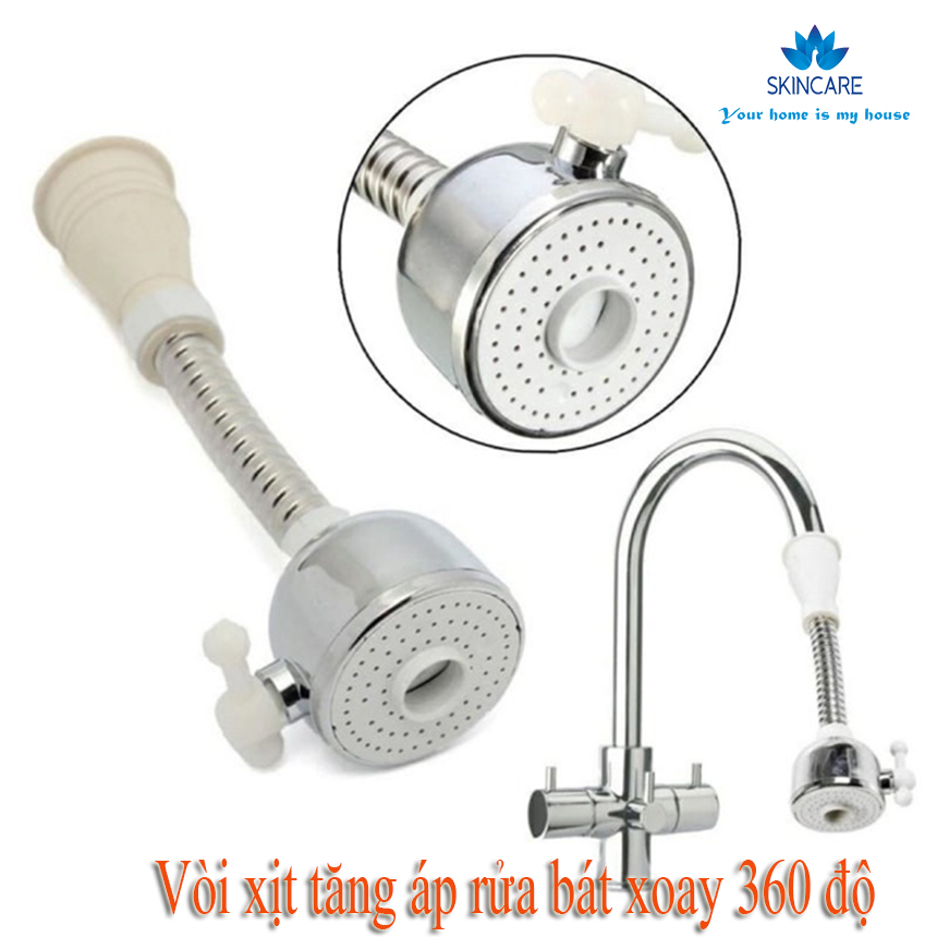 Đầu vòi rửa chén , Đầu vòi rửa chén tăng áp , Đầu vòi rửa bát xoay 360 độ - Đầu vòi rửa bát thông minh - Tăng nhanh tốc độ rửa chén bát nhờ áp lực nước tăng lên gấp 200%