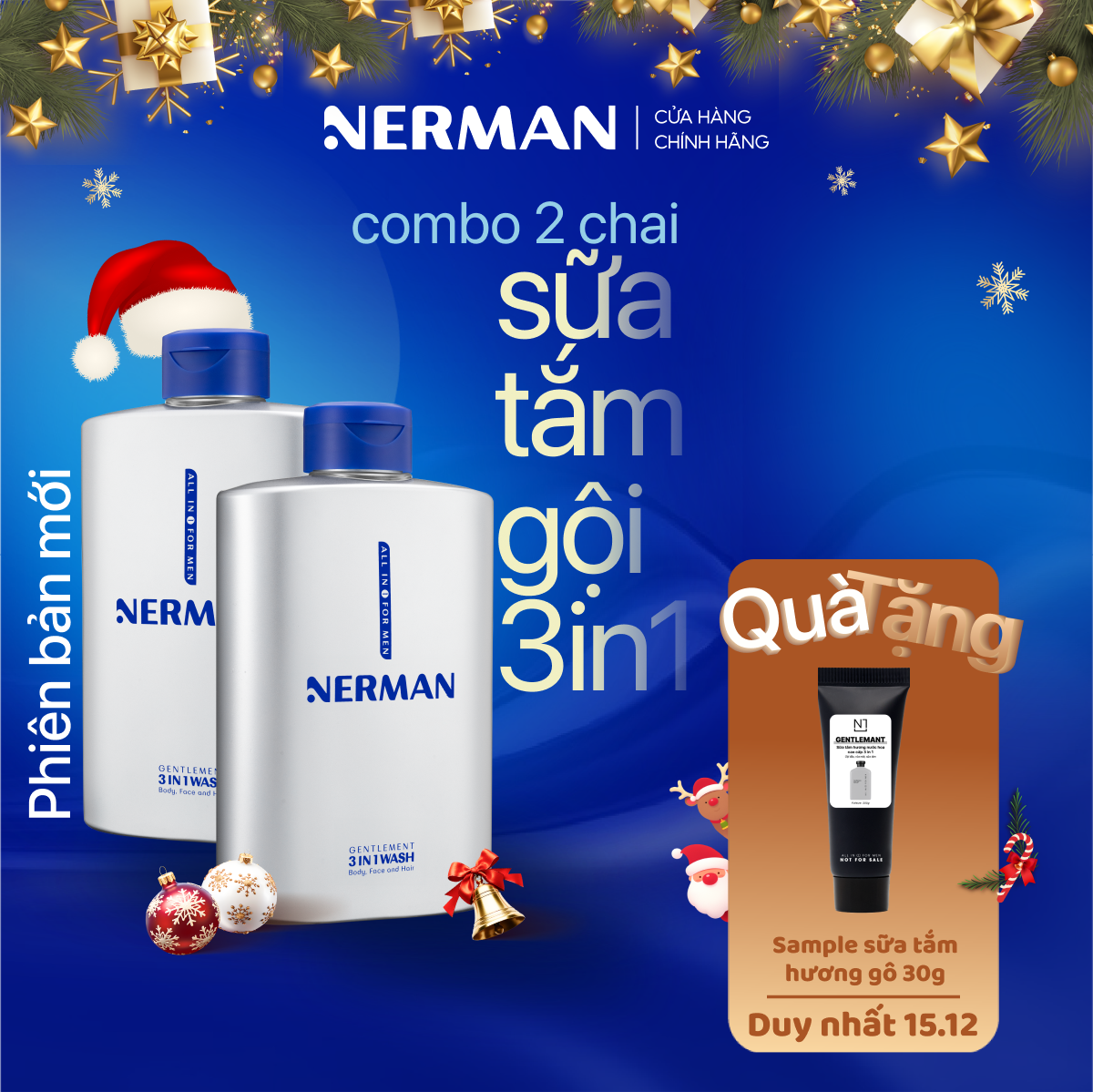 Sữa Tắm Gội Hương Nước Hoa Cao Cấp Gentleman 3-In-1 Nerman 350ml