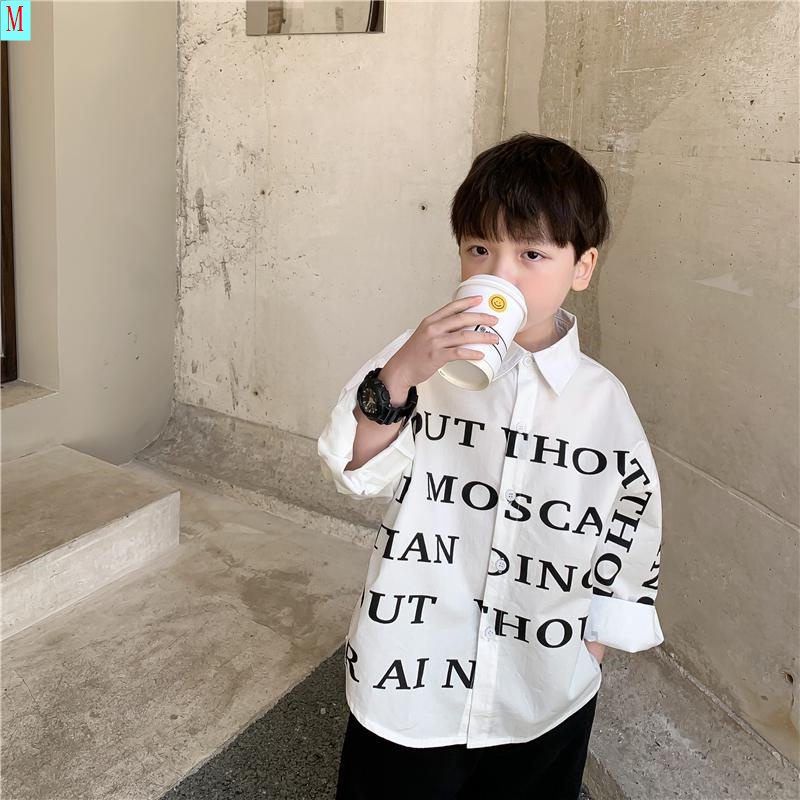 Áo sơ mi trắng dài tay phong cách Hàn Quốc thời trang 2021 mới cho bé trai