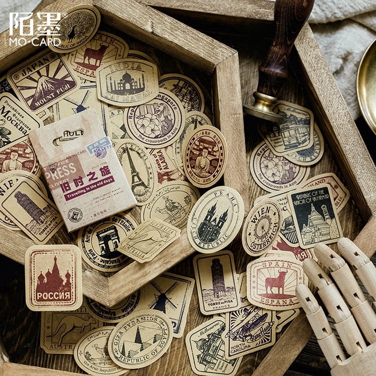 Hộp 45 sticker retro vintage 1