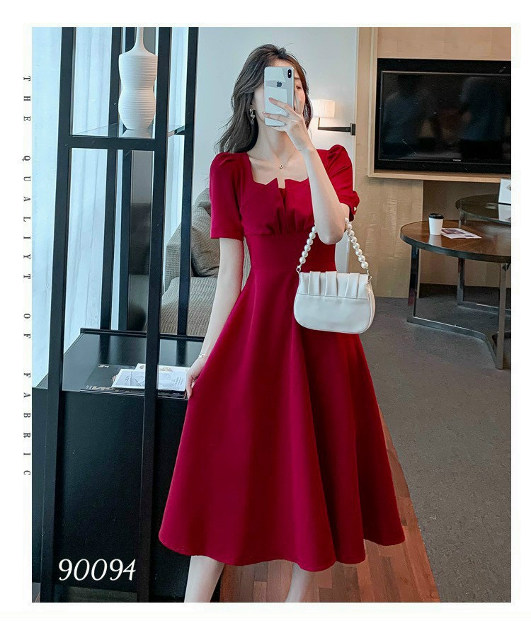 đầm dự tiệc trễ vai sang trọng thiết kế Bigsize váy nữ sang chảnh tiểu thư  dáng dài tay ngắn che bụng mỡ ôm eo mùa hè Phong cách Hàn Quốc Thời