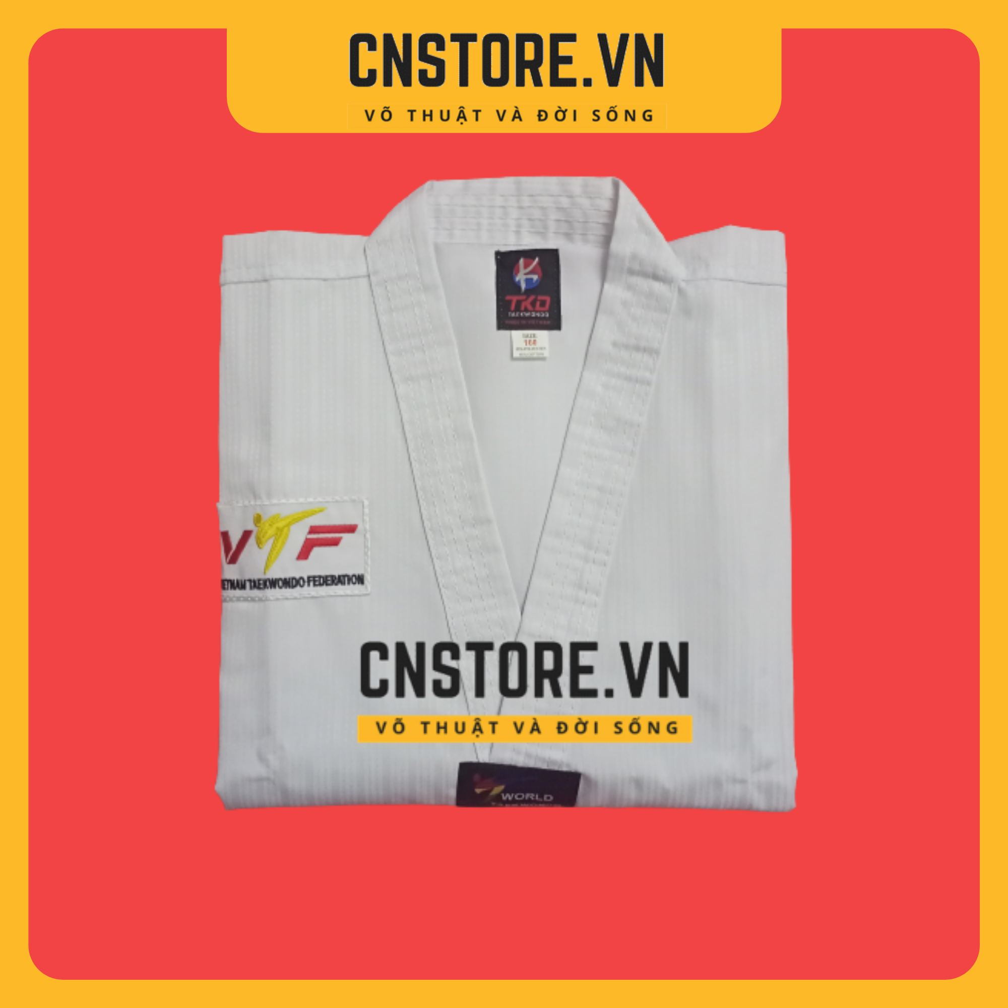 Võ Phục Taekwondo Vải Sọc Phong Trào Loại Tốt