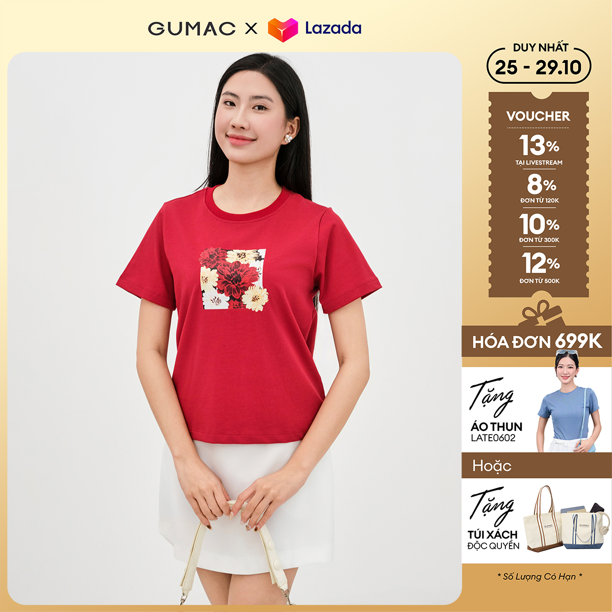 Áo thun nữ in hình art thời trang GUMAC ATE11070