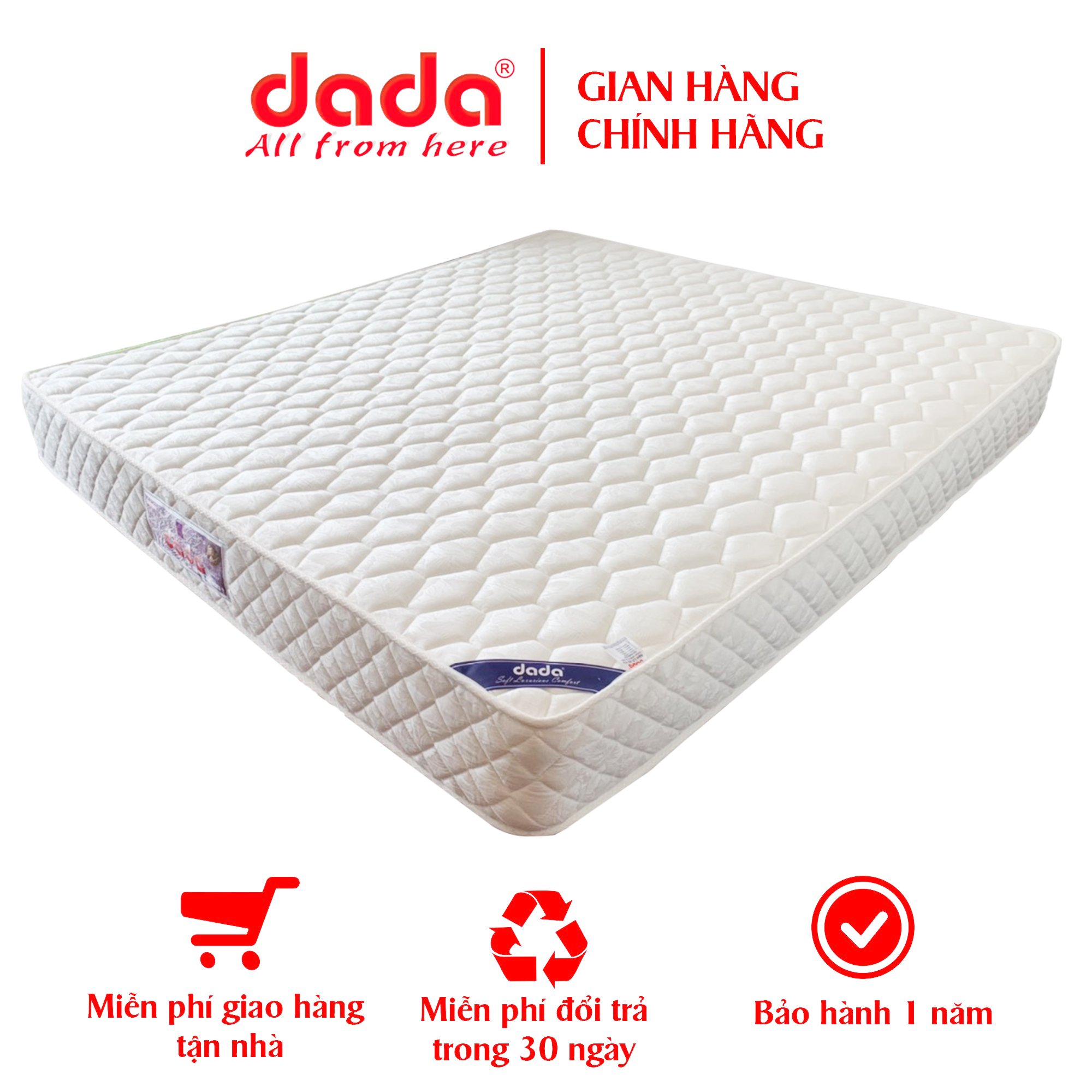 Đệm Lò Xo Túi Độc Lập Tiêu Chuẩn Khách Sạn SB DADA - Dày 22/25cm - Hỗ Trợ Cho Người Bị Đau Lưng - Hàng Chuẩn Chính Hãng [Trả góp 0%]