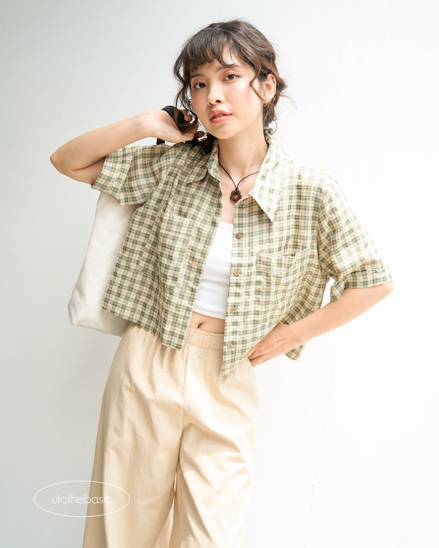 Áo sơ mi dáng lửng vải đũi sần - Pocket Shirt - ufo.thebasic