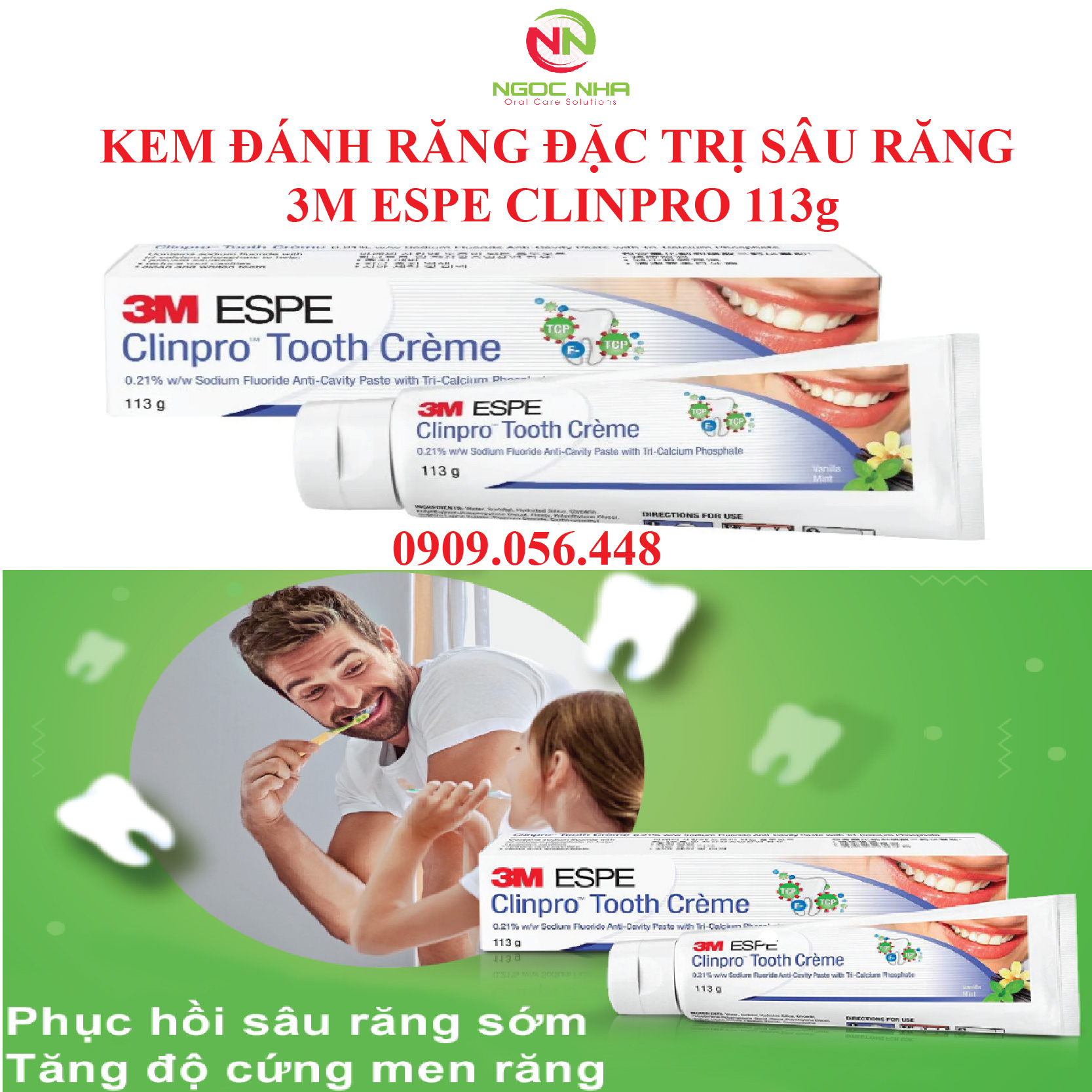 Kem đáng răng ngừa sâu răng 3M Clinpro Tooth Crème, làm trắng răng và hơi thở thơm mát 113g/ 3M Clinpro™  Anti-Cavity Toothpaste