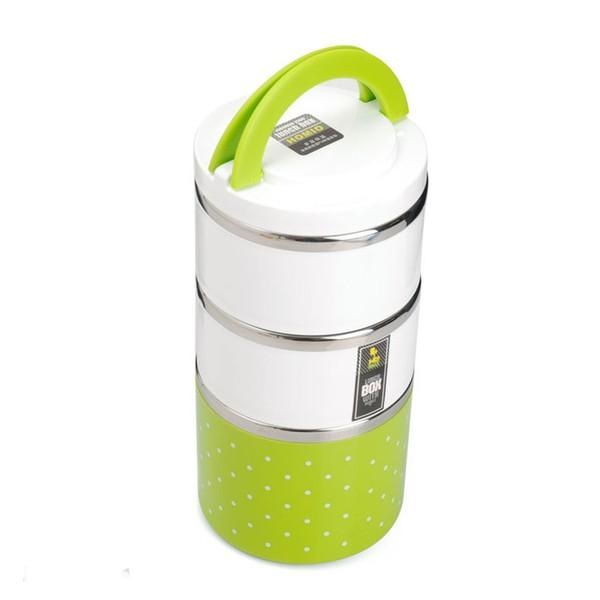 Cặp lồng cơm 3 tầng giữ nhiệt chấm bi ruột inox