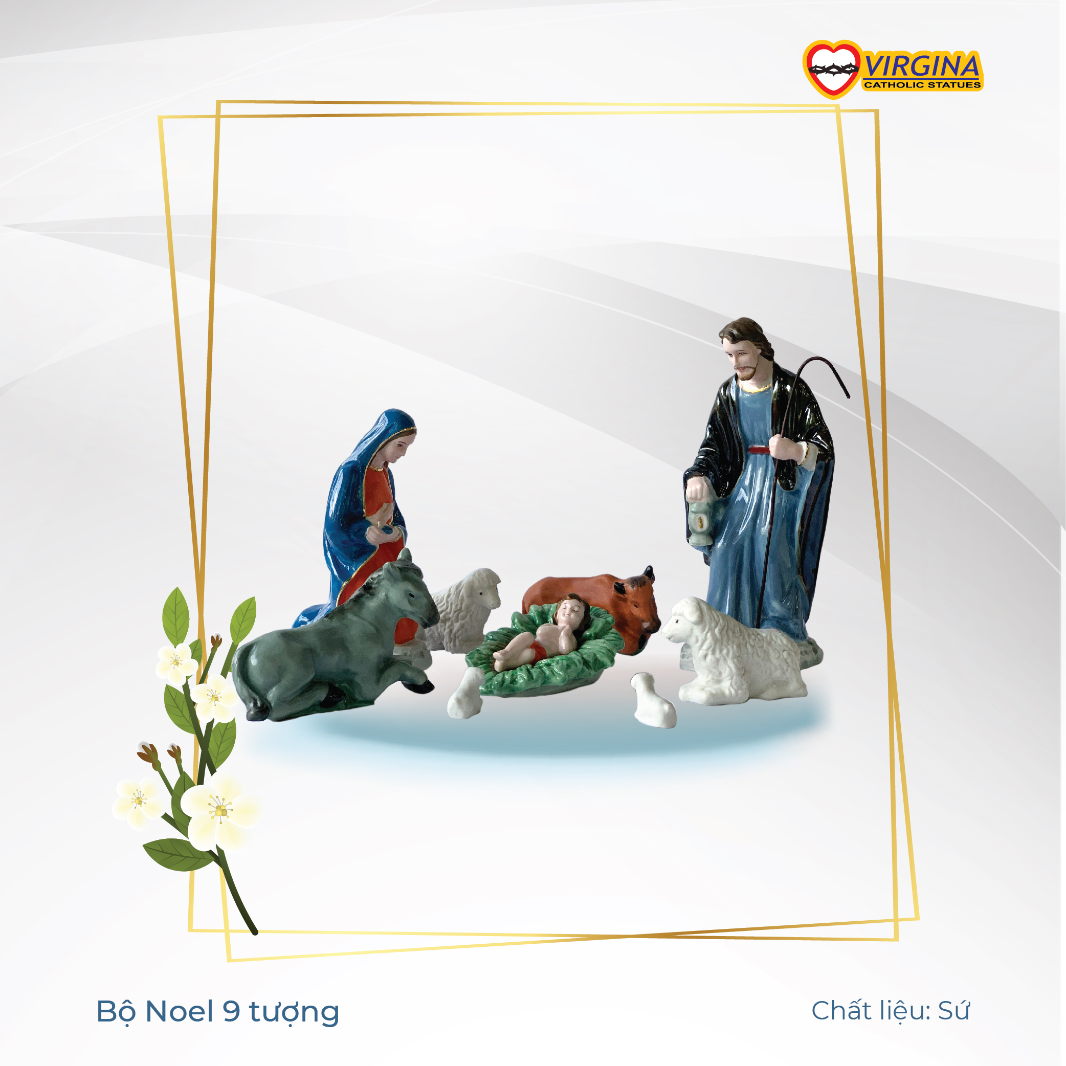Bộ tượng noel 9 tượng - tượng sứ