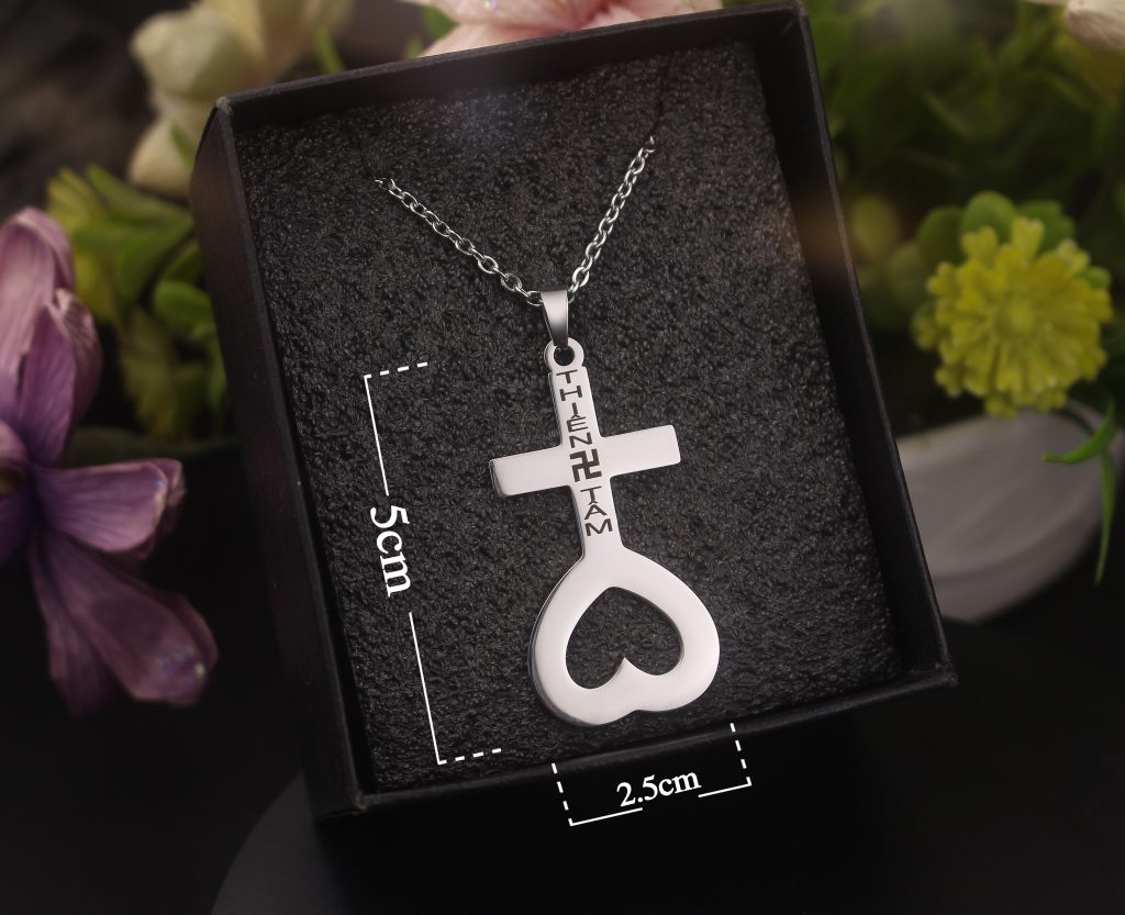 Sỉ Dây chuyền thiên tâm bằng inox sáng đẹp, không đen đem lại bình an may mắn cho người đeo (dây + mặt)