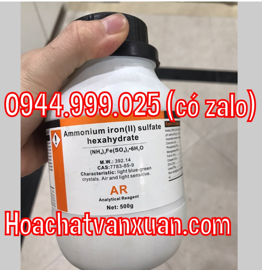 Muối Morh (NH4)2Fe(SO4)2.6H2O amoni sắt sunphat ammonium iron sunfate lọ 500g (NH4)2Fe(SO4)2 Ammonium Iron(II) Sulfate Hexahydrate