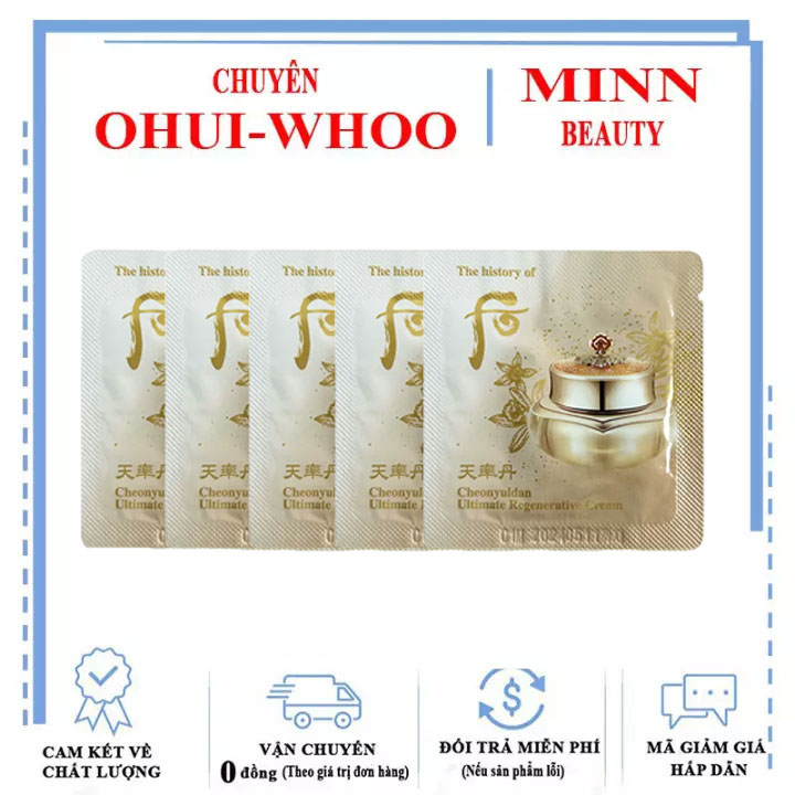 Combo 5 Kem Dưỡng Sáng Da Ngăn Ngừa Lão Hóa Whoo Cheonyuldan Ultimate Regenerating Cream 1mlx5