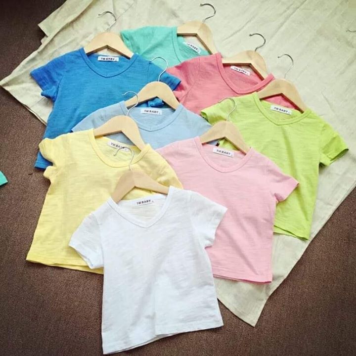 COMBO 5 áo thun cổ tim vải cotton xược mịn mát cho bé trai gái