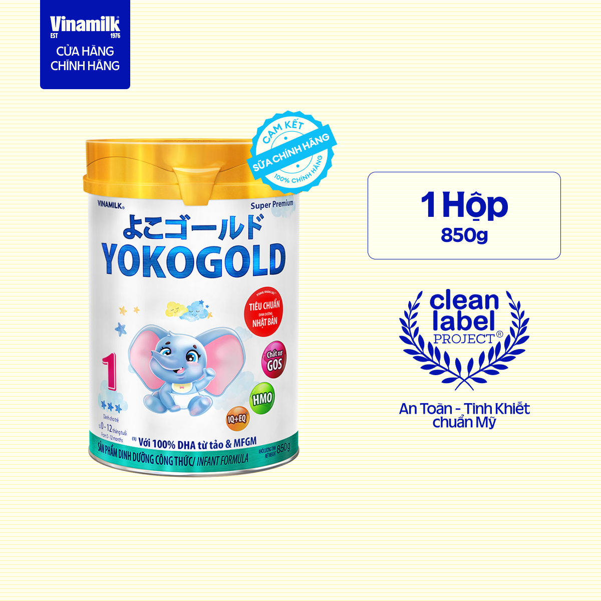 Sữa bột YOKO GOLD 1 850g (cho trẻ từ 0 - 1 tuổi) - Sữa cho trẻ sơ sinh Dưỡng chất tốt từ Nhật Bản, V