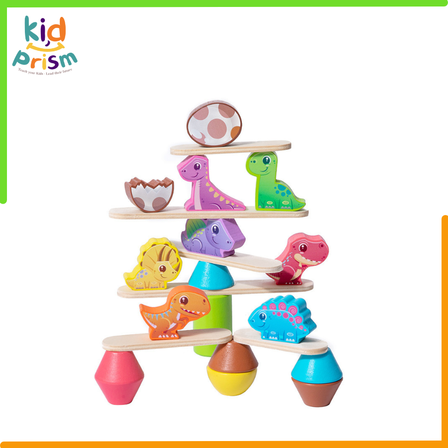 Xếp Hình Động Vật Montessori - Xếp hình khối thăng bằng Khủng Long Toddler Toys bằng gỗ cho bé từ 03 tuổi, Luyện Khả Năng Tập Trung