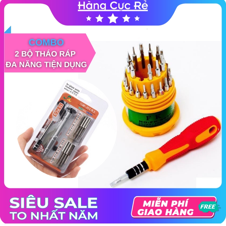 Combo dụng cụ tháo ráp đa năng tiện dụng mini - trọn bộ 1 bộ vít 31in1 + 1 bộ vít hcr8143 cao cấp - shop hàng cực rẻ