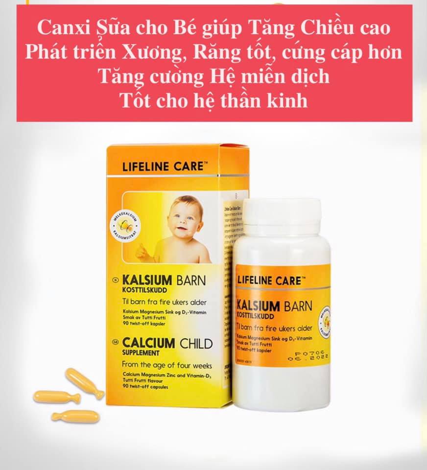 Canxi Milk nội địa Na Uy - Canxi Sữa Lifeline Care cho Bé