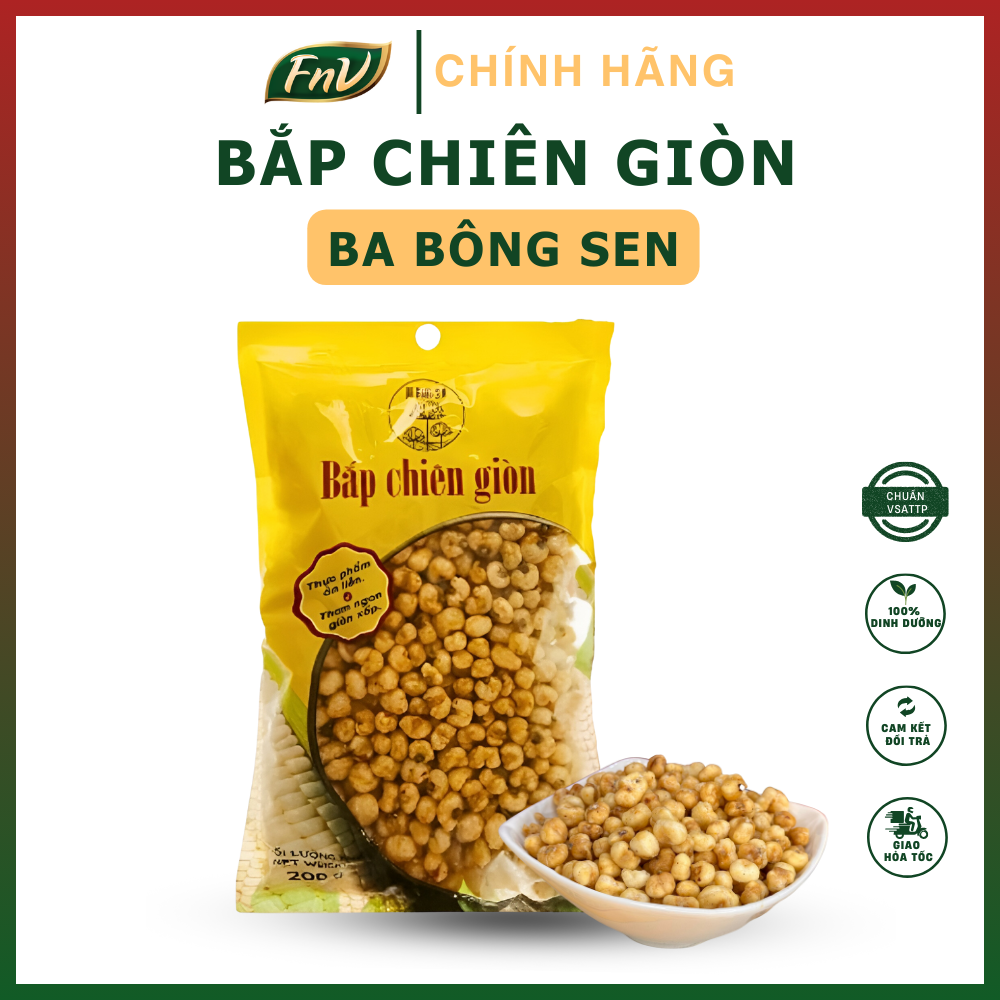 Bắp chiên giòn 200g ba bông sen - giòn ngon, bắt miệng