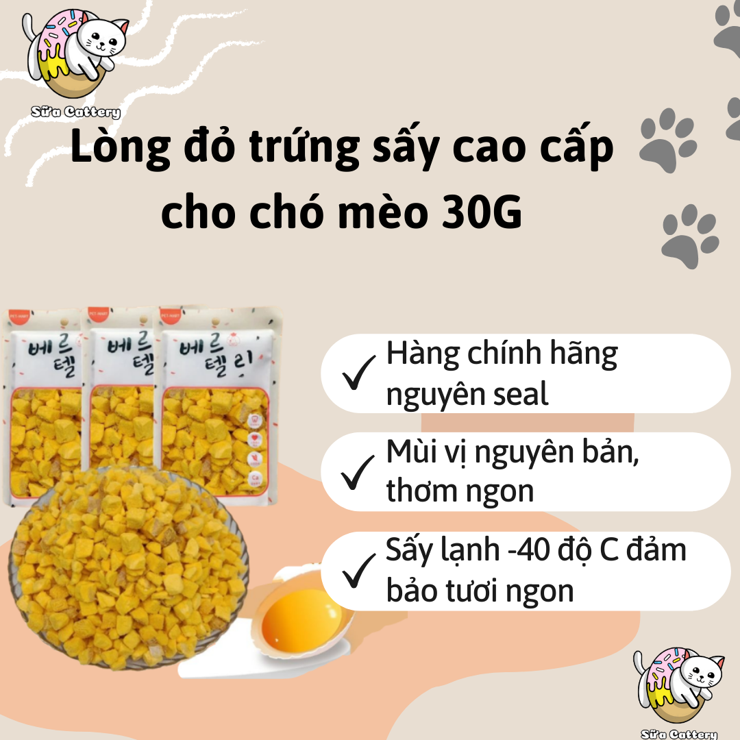 Lòng đỏ trứng gà sấy khô ăn vặt cho thú cưng